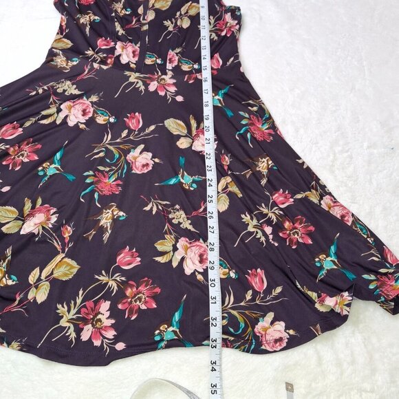 Free People Floral Skater Dress Sz S Mini Birds Whimsigoth Fairy Bohemian VTG - Picture 12 of 16